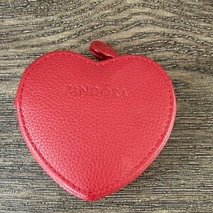 Pandora Red Heart Leather Travel Jewelry Case